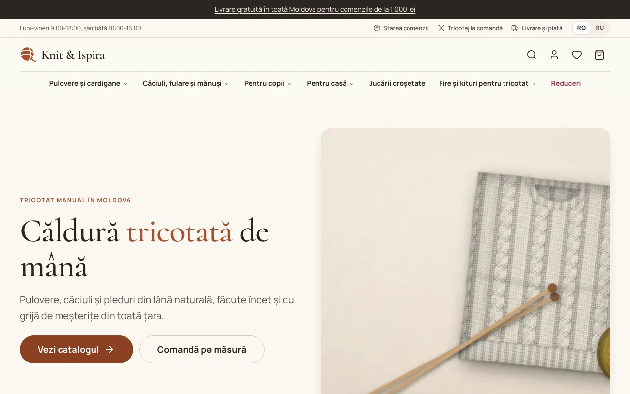 Knit & Ispira: magazin de tricotaje lucrate manual, lansat de noi